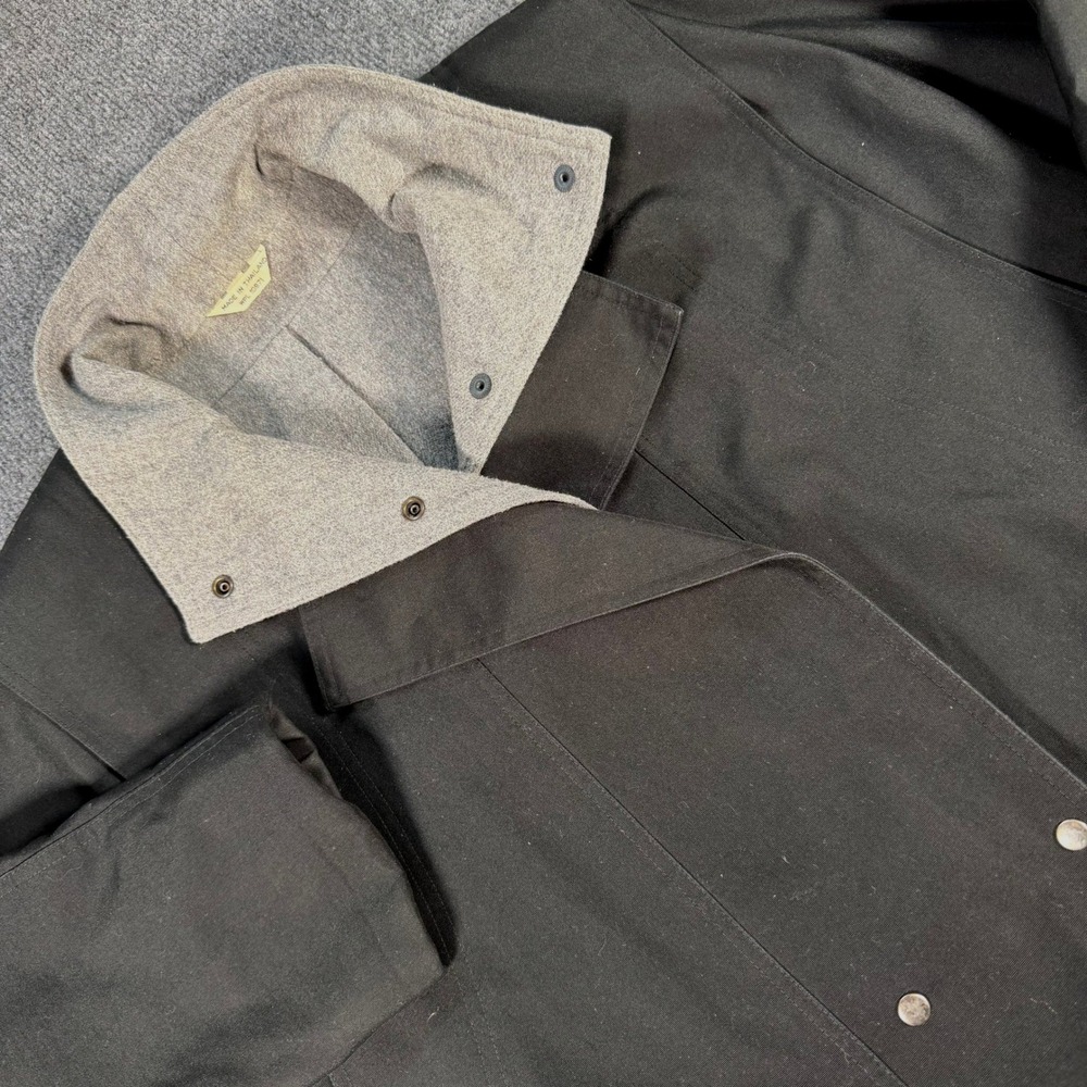 Braetan Black Double Breasted Car Coat Grey Wool Blend Lining Mens Medium